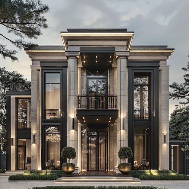 a large house with a large front door and a large front porch