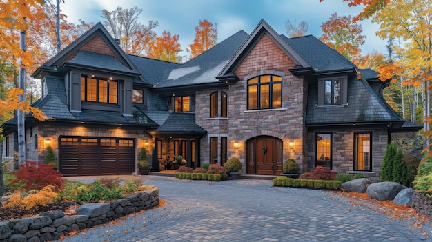 Large House With Many Windows and Driveway