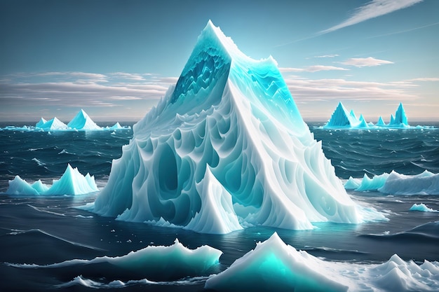 large iceberg floating in the sea