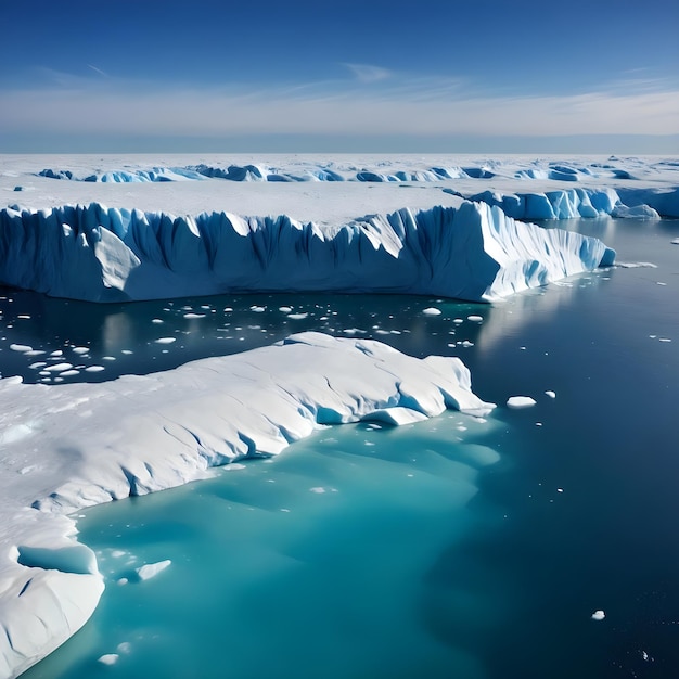 a large iceberg with a boat in the water and ice floating in the water