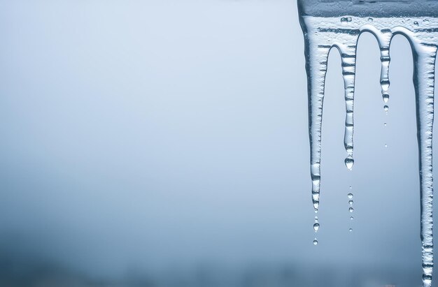 Large icicles on winter background