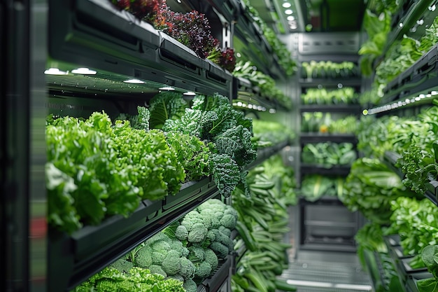 Photo a large indoor greenhouse filled with various types of greens