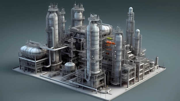 Large industrial oil refinery petrochemical plant with equipment and pipes AI generated