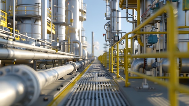 Photo a large industrial oil refinery with a blue sky and a few clouds