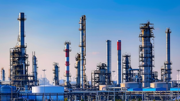 Photo a large industrial plant with many red and white pipes