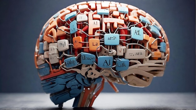 Photo large language model ai machine learning concept brain human head image