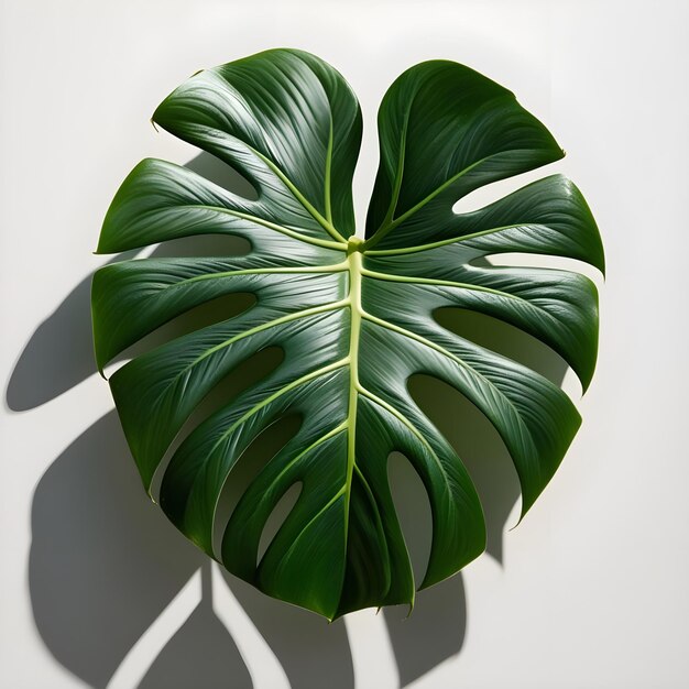 A large leaf on a white surface