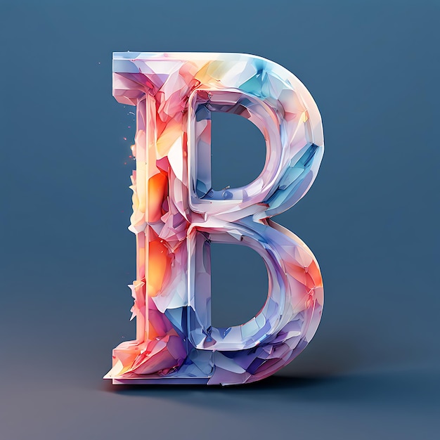 a large letter b made of colorful shapes is shown with a black background