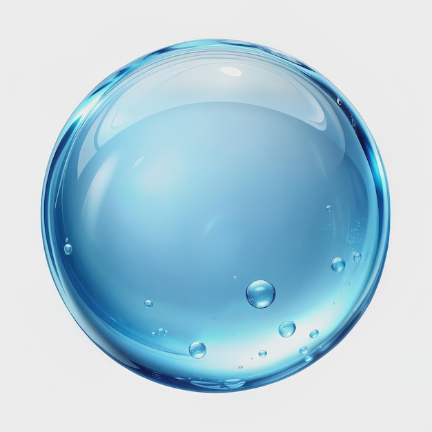 A Large Light Blue Water Bubble on a White Background Generative AI