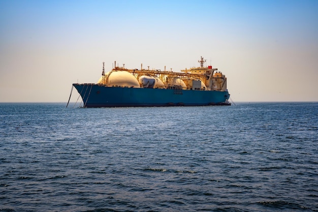 Large lng tanker in sea near dakar senegal africa