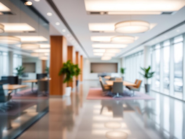 Photo a large lobby with a plant on the floor