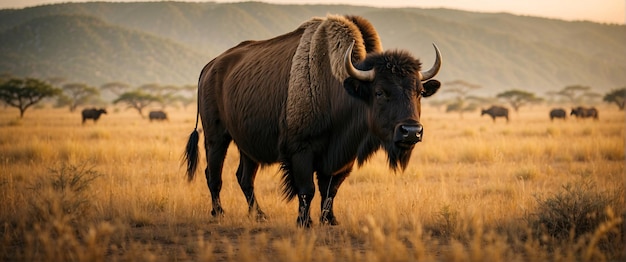 A large male buffalo in the savannahs wild animals