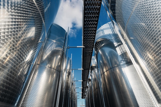 Large metal tanks for liquid open air