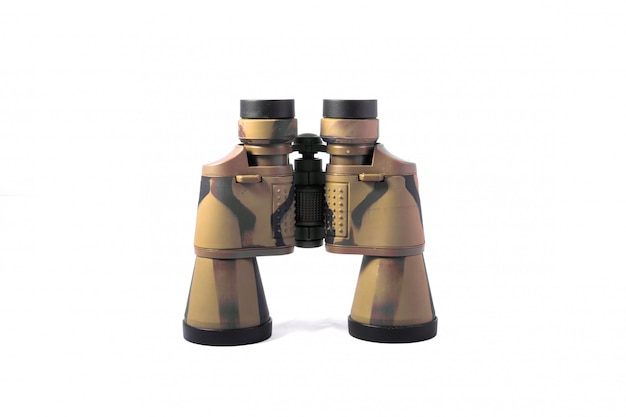 Large military binoculars isolated on white background