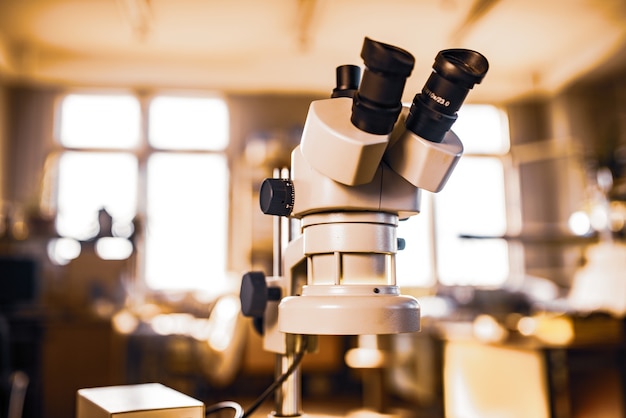 Large modern electron microscope in the research laboratory