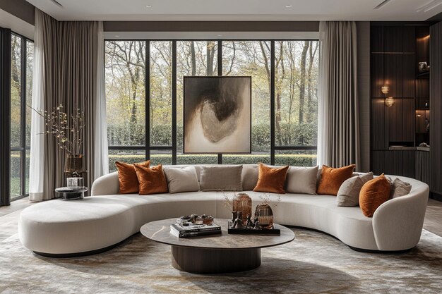 Large modern luxury living room interior xa