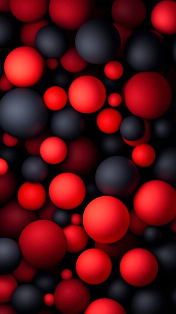 a large number of black balls with red and black balls