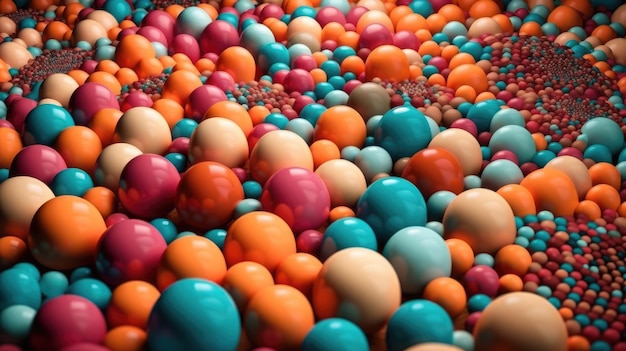 A large number of colorful balls are on display