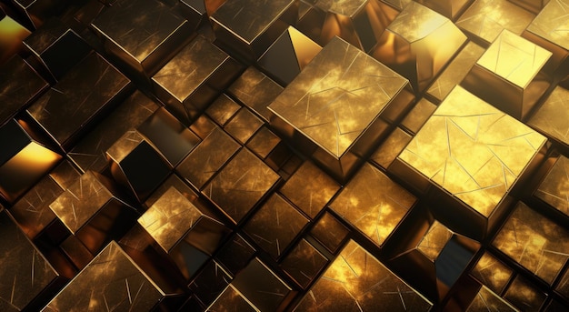 A large number of gold boxes are on a dark background.