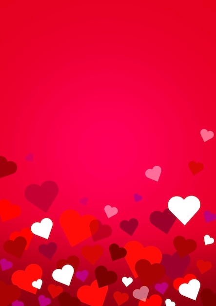 A large number of stylized hearts. Background for cards for Valentine's Day. Red background