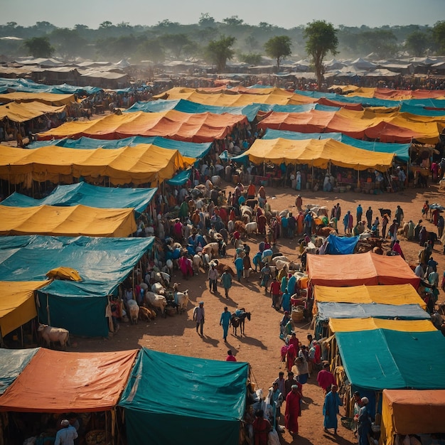 a large number of tents are set up on a sandy beach