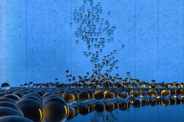 A large number of transparent spheres adjacent to each other 3d rendering