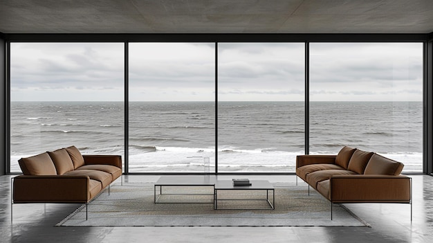 A large ocean view is shown through a resort hotel room window