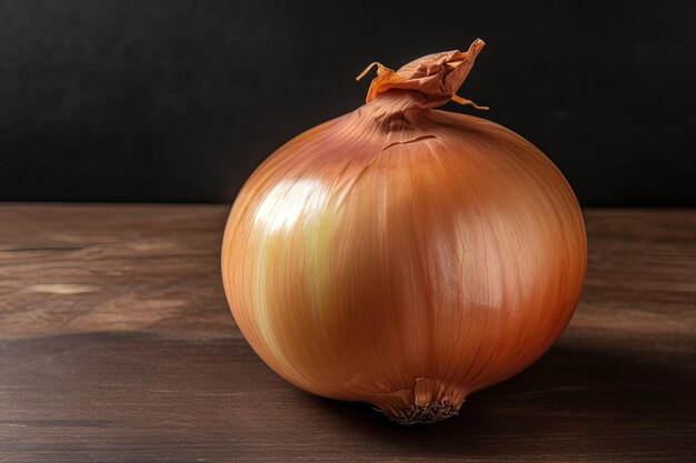 A large onion sitting on top of a wooden table generative AI