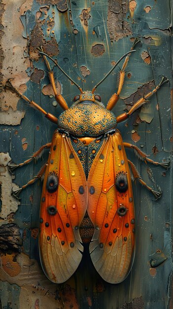 Photo a large orange and black bug with the number 3 on it