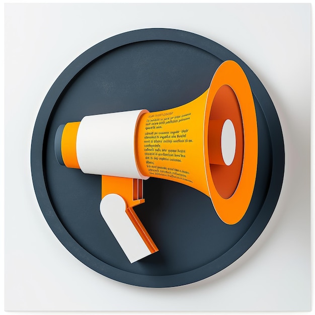 a large orange megaphone with the words  the word  on it