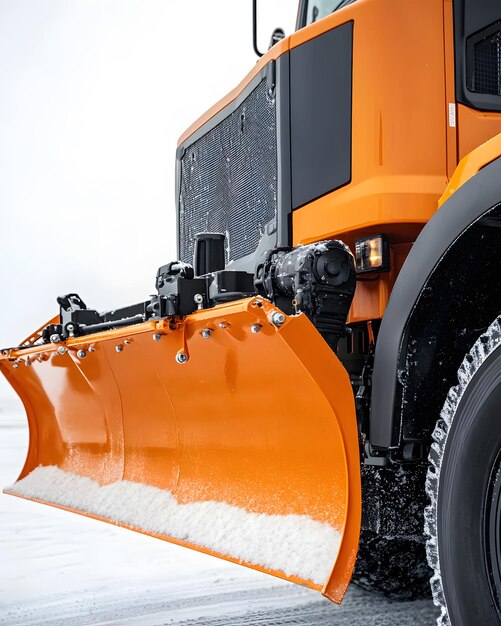 Photo a large orange snow plow with a black bumper