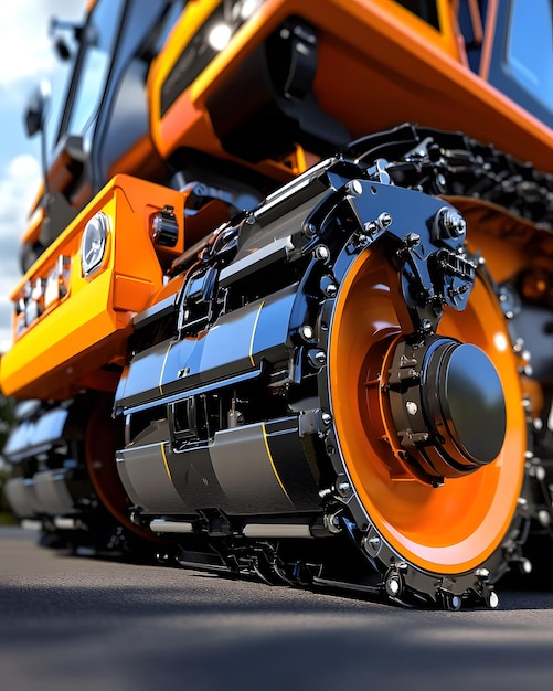 Photo a large orange tractor with the word  engine  on the side