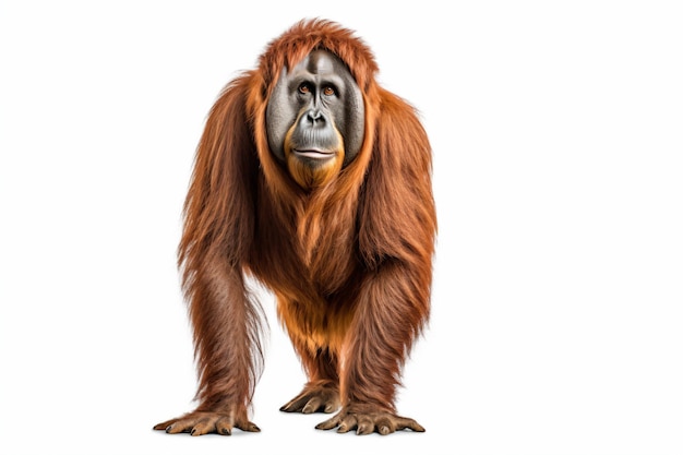 A large orangutan is shown on a white background.