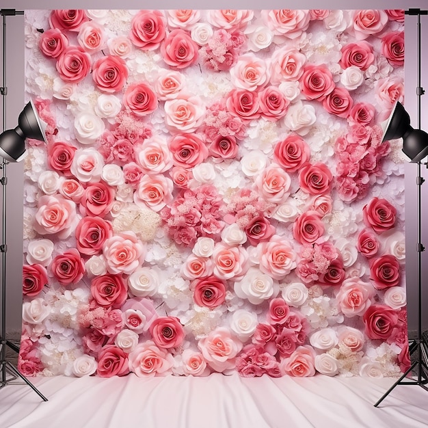 a large piece of fabric with many different roses on it