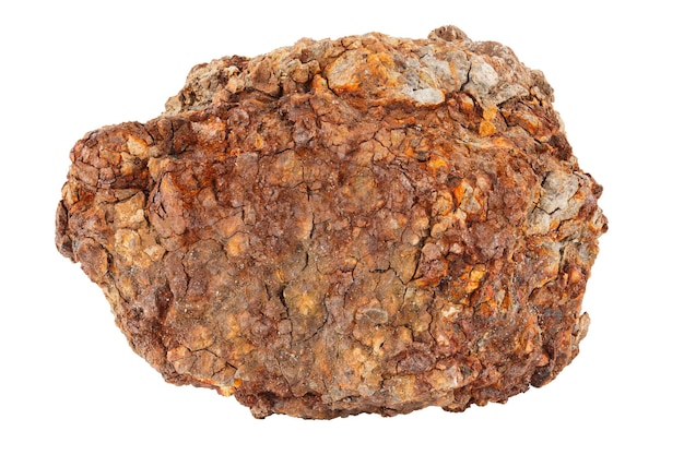 Large piece of metallurgical ferrous iron stone ore isolated on whie background