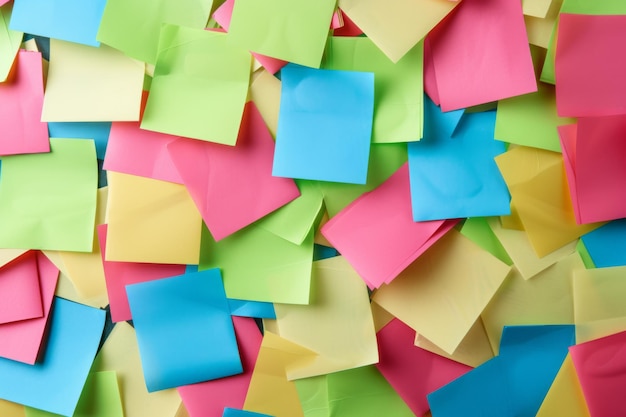 Photo a large pile of colorful postit notes