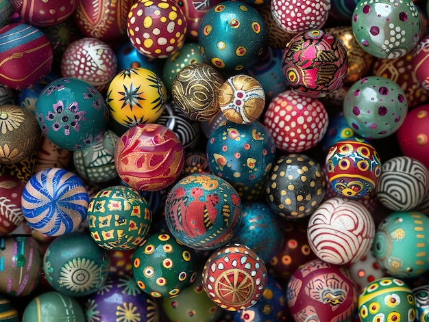 Photo a large pile of easter eggs with a colorful design