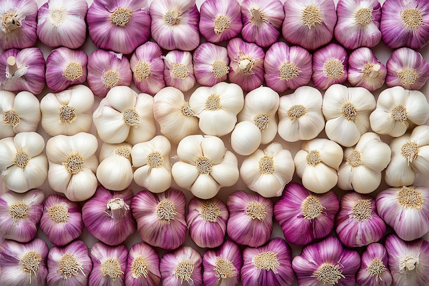 a large pile of garlic is stacked on top of each other