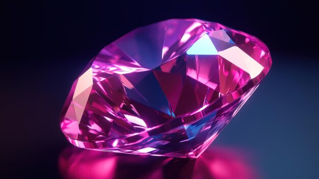 A Large Pink Diamond Reflecting Light on a Dark Background