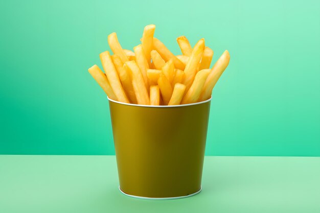 Photo large portion of delicious golden french fries in an oversized paper cup