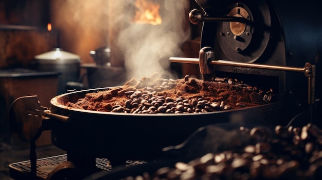 A large pot of food cooking on a stove