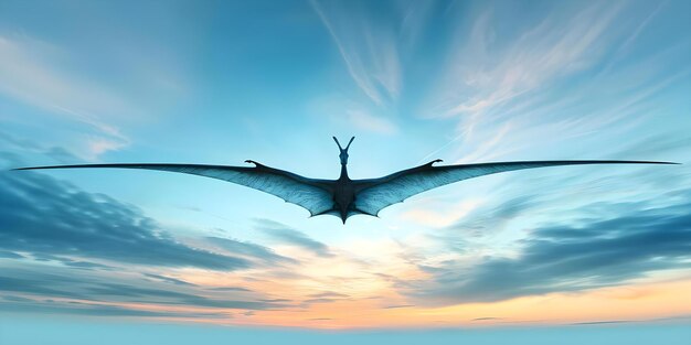 Photo a large pteranodon dinosaur with wings outstretched resembling an airplane silhouette concept dinosaur pteranodon wings outstretched airplane silhouette