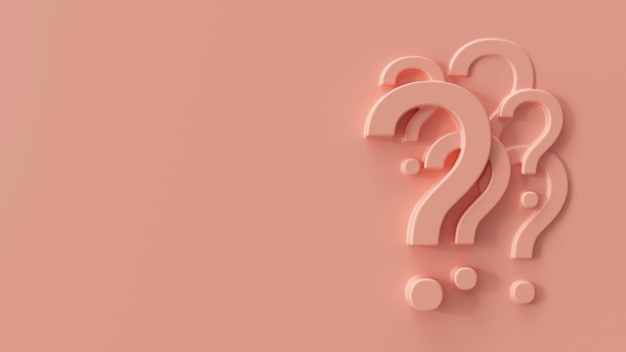 Large Question mark in peach colors 3d render