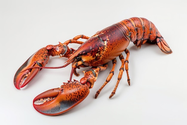 A large red lobster on a white surface perfect for seafood concepts