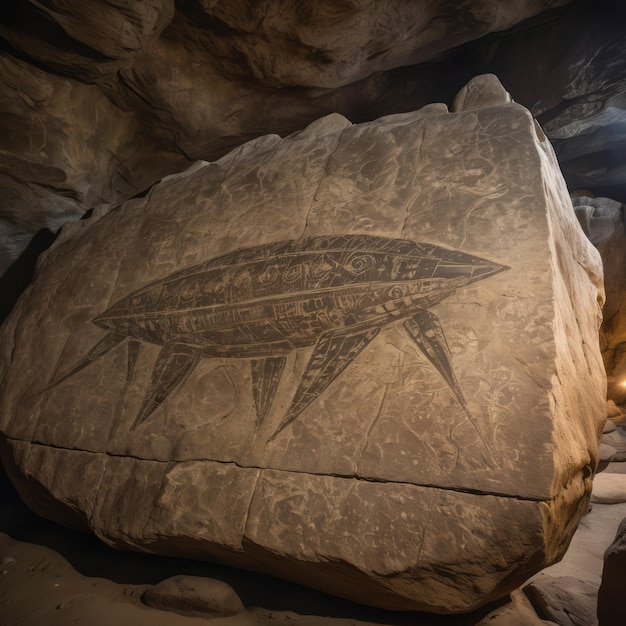 a large rock with a star on it and a star on it