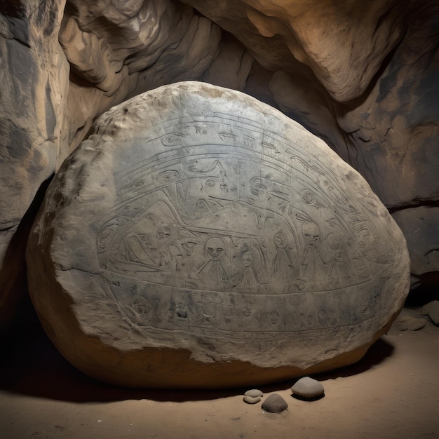 a large rock with the word numerals on it