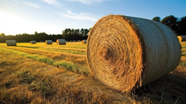 a large roll of hay in a field