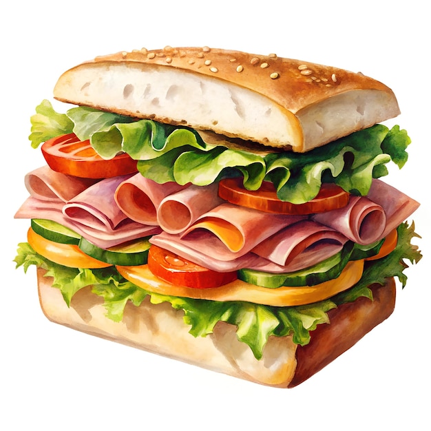 Photo a large sandwich with a slice of meat on it