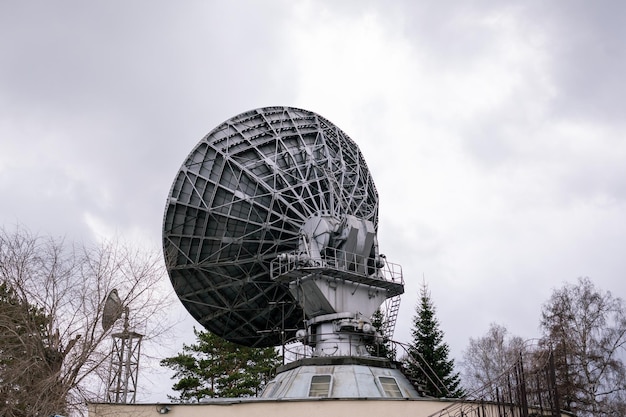 A large satellite dish with the number 2 on it