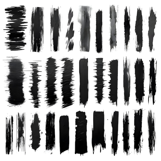 A large set of black paint felttip pen strokes brushes High quality